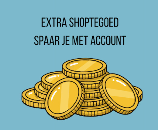 stapel munten met de tekst erboven om extra shoptegoed te sparen als je een account aanmaakt